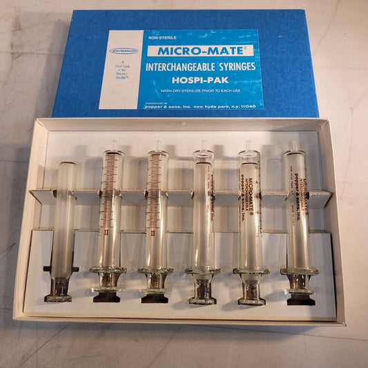 Popper and Sons MICRO-MATE 5 Interchangeable Glass 10cc Scientific Syringes