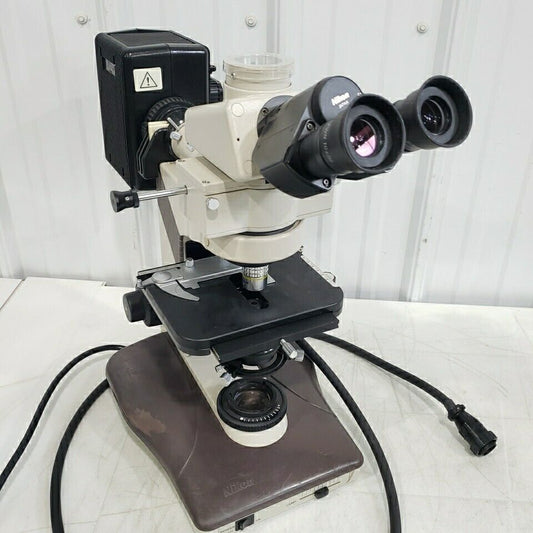 Nikon Labophot-2 Upright Epi Fluorescence Microscope Trinocular w Obj, Eyepieces