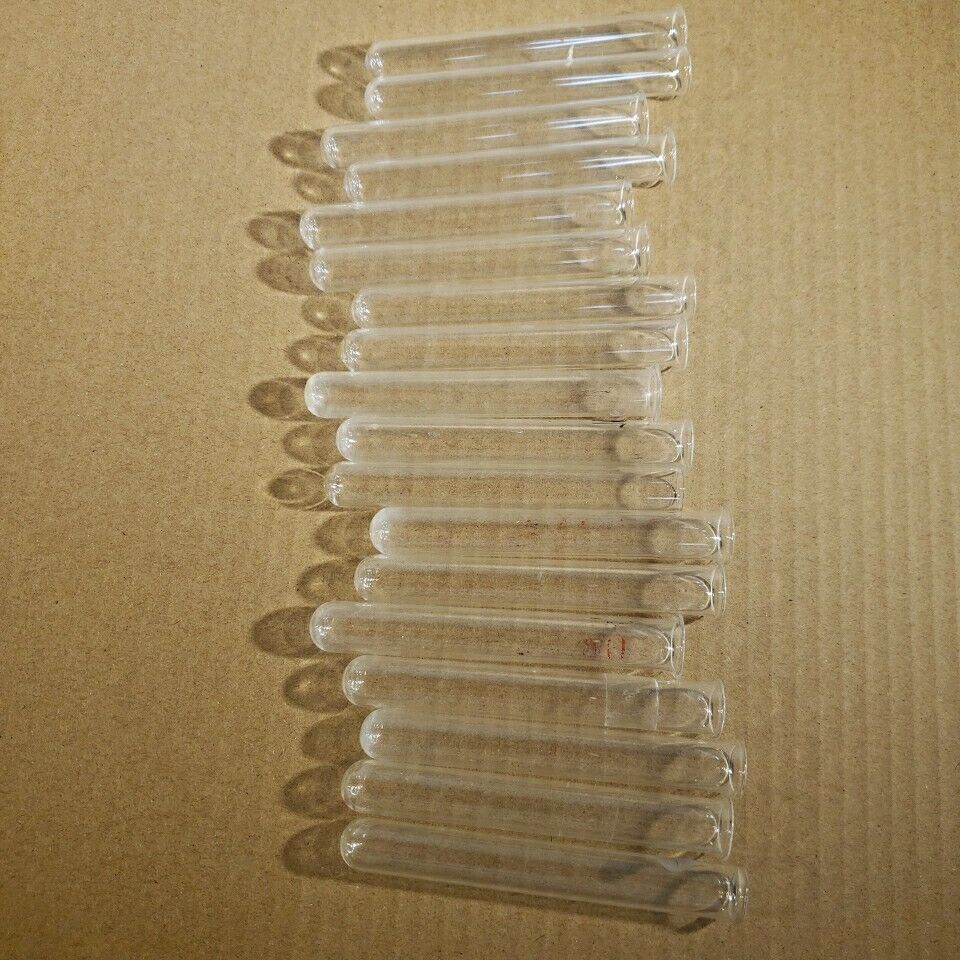 Lot Of 18 Test Tubes Glass Vial 10mL 100x13mm Round Bottom Laboratory Chemistry