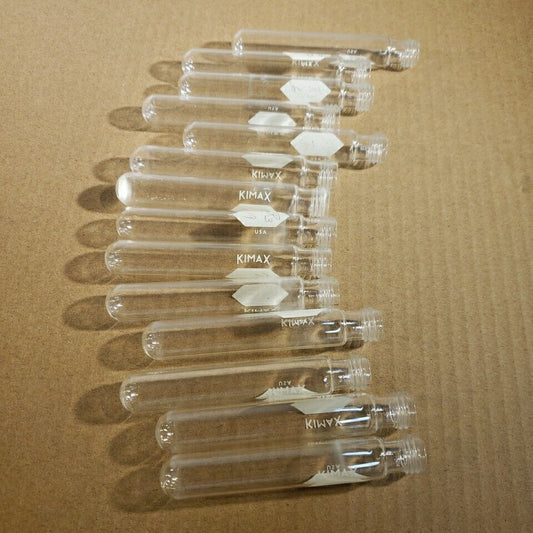 Lot Of 14 Kimax Vial 15mL Test Tube Screw Top Glass 100x16mm Laboratory Use