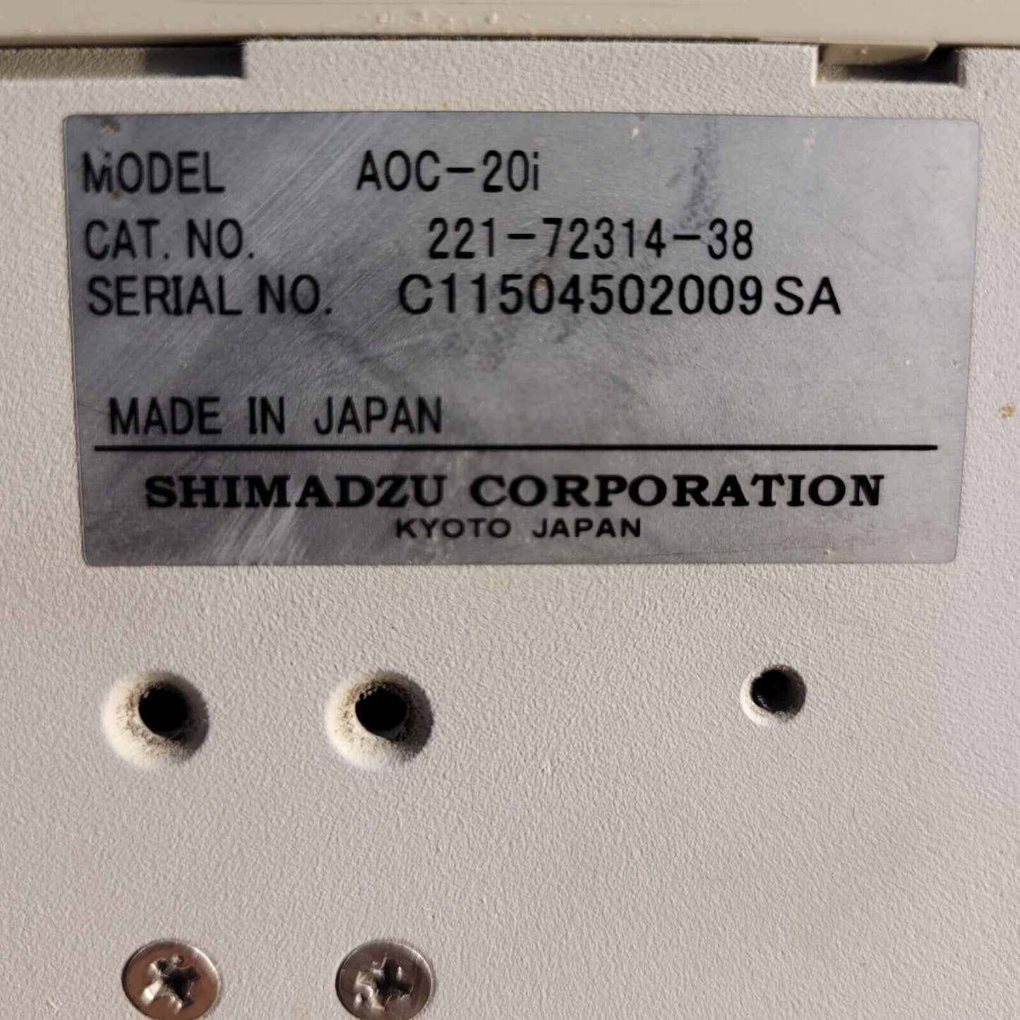 SHIMADZU AOC-20i Auto Injector 221-72314-38 Sampler for GC-2014 w/ Cord