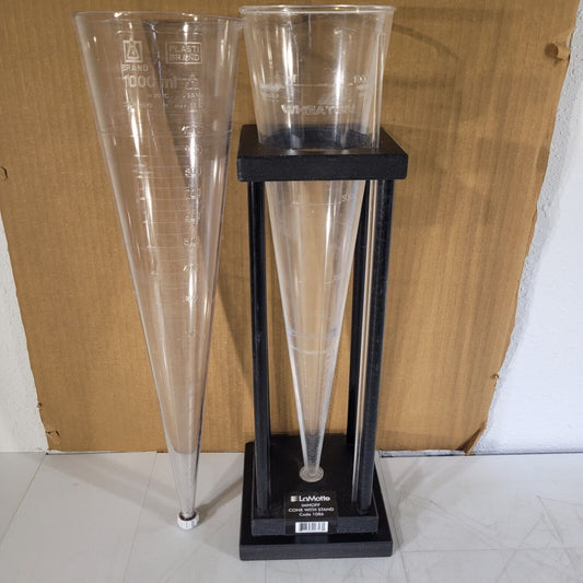 Plastic 1000 mL Sedimentation Cone Funnels w/ Stand Wheaton Plasti-Brand 12672