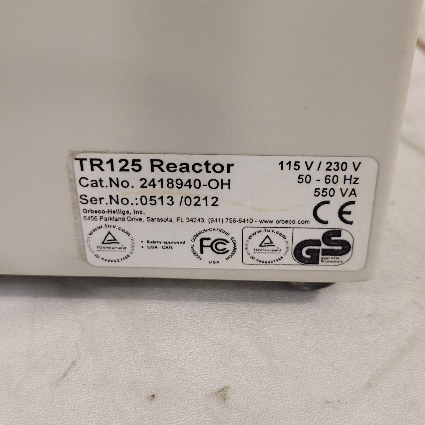 TUV Orbeco Hellige TR125 Reactor 115V/230V 2418940-OH Tested Works