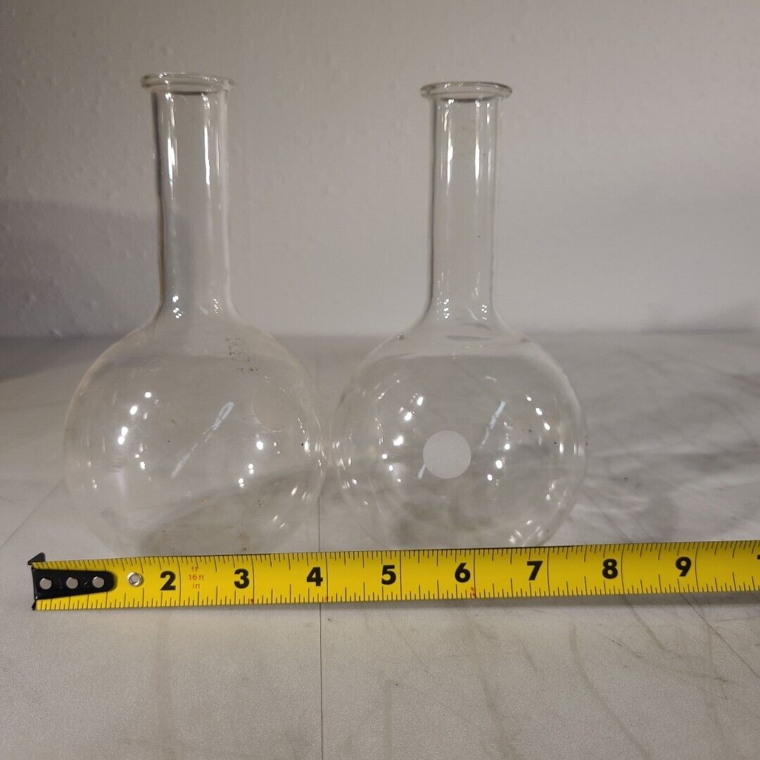 Lot Of 2 Pyrex Corning 500mL Flat Bottom Flask Laboratory Glassware Chemistry