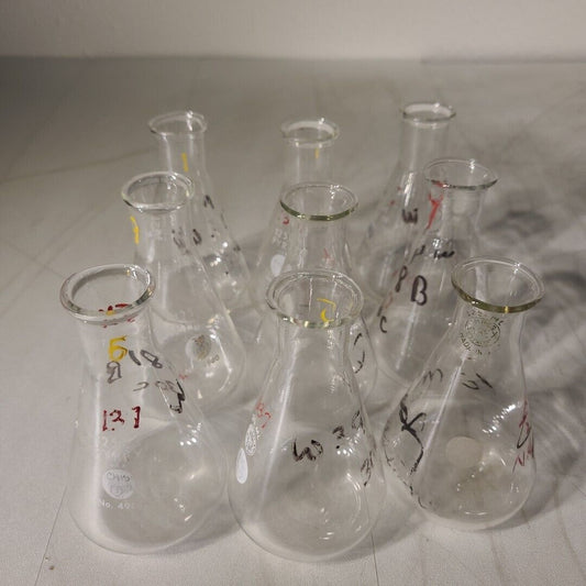 Lot Of 9 Pyrex Corning 4980 125mL Erlenmeyer Flask Laboratory Glassware