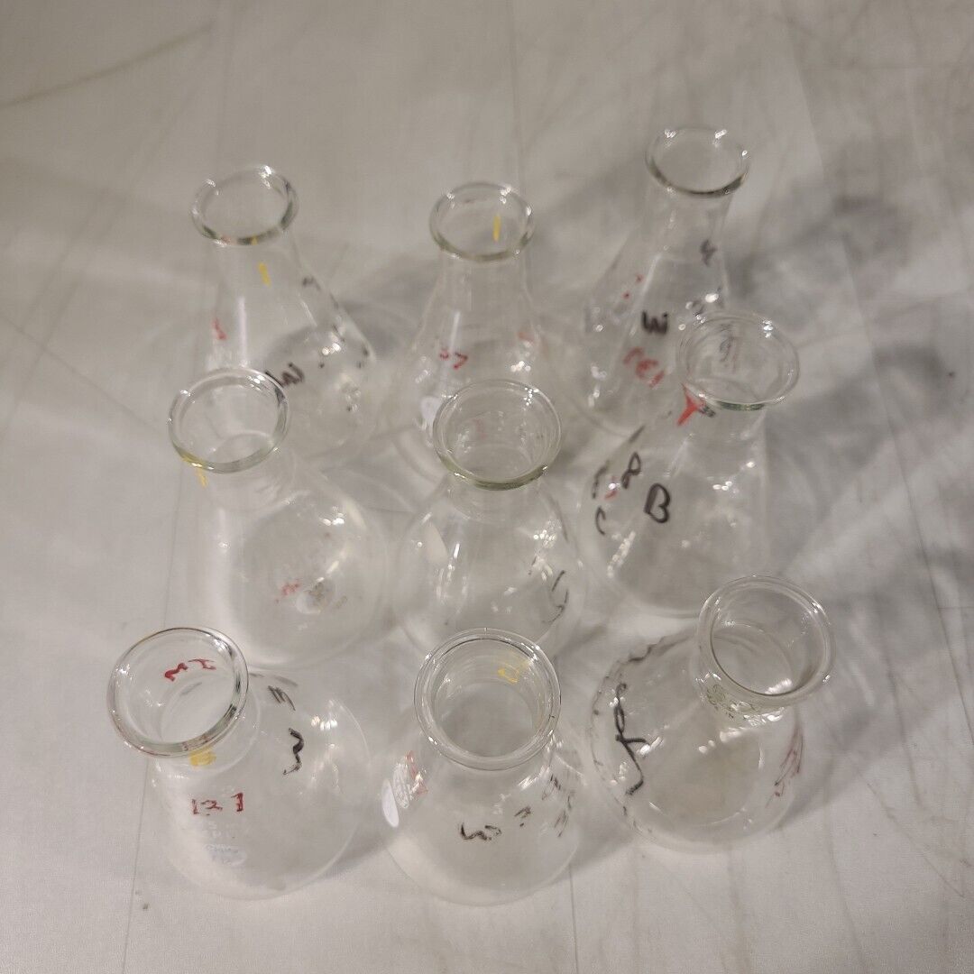 Lot Of 9 Pyrex Corning 4980 125mL Erlenmeyer Flask Laboratory Glassware