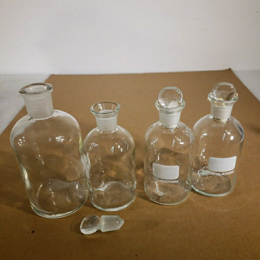 Wheaton Pyrex F-5 27 126 Glass Jars Laboratory Use w/ Stopper Clear