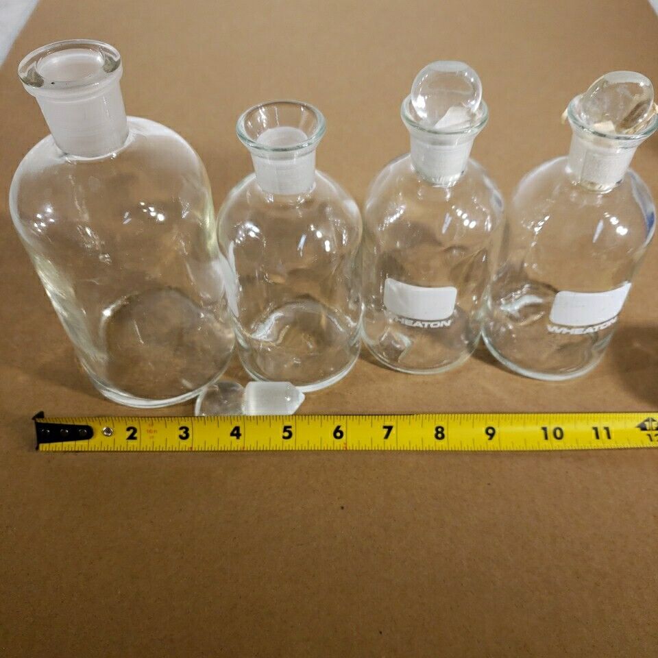 Wheaton Pyrex F-5 27 126 Glass Jars Laboratory Use w/ Stopper Clear