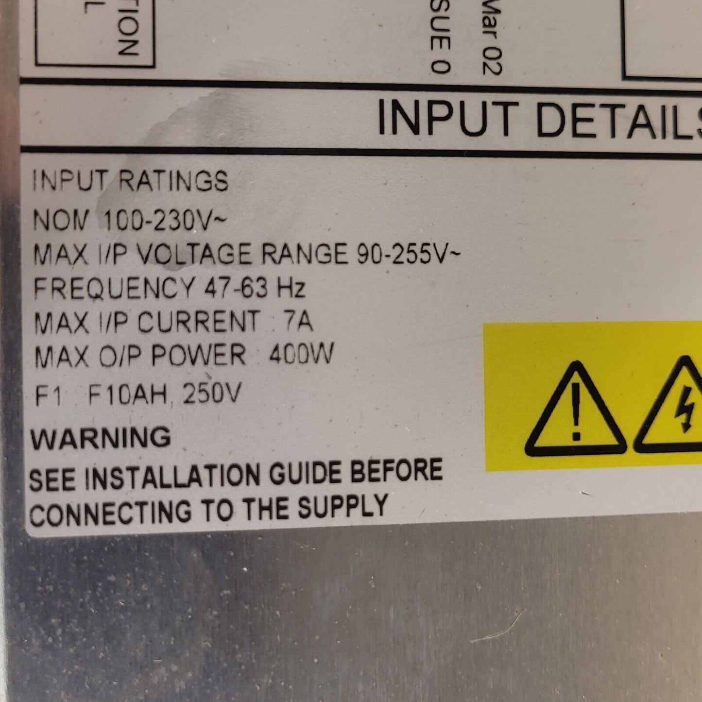 Lambda Alpha 400W Power Supply J40046 24V 28V Outputs 100-230V Input 7A Max