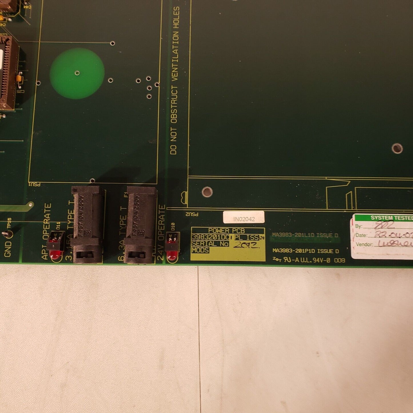 Waters Micromass Q-TOF-Ultima Power PCB MA3983-201L1D Issue D Circuit Board