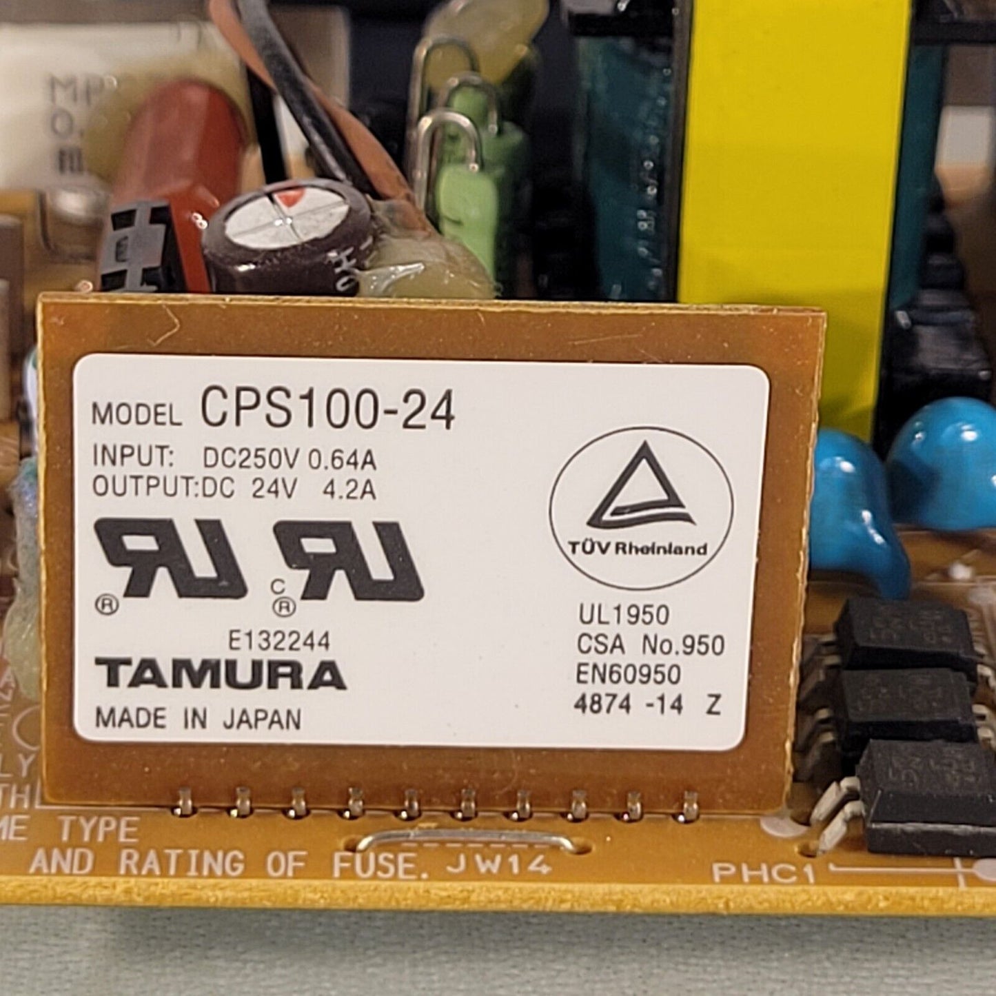 Tamura Power Supply CPS100-24 Input: DC 250V 0.6A Output:  DC 24V 4.2A 4874-14 Z