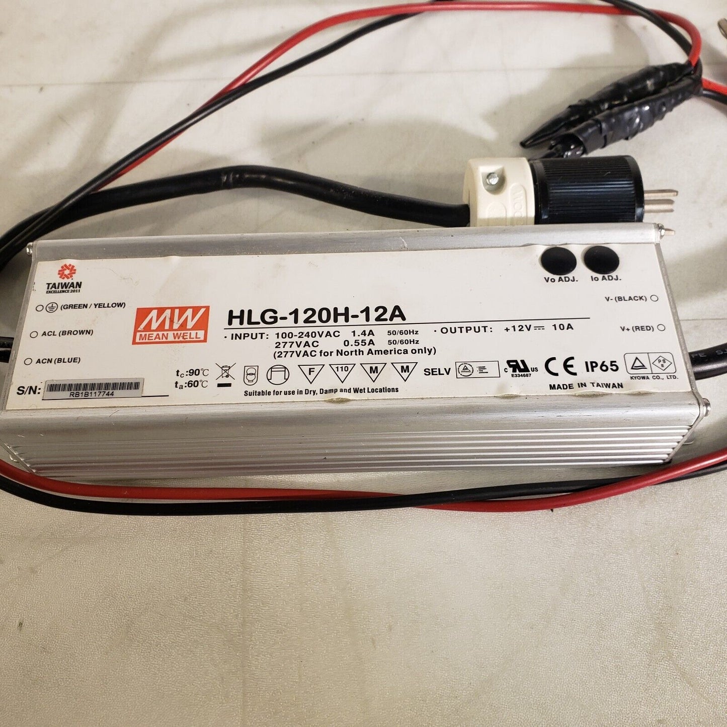 Mean Well HLG-120H-12A IP65 Power Supply 120W 12V 10A Ouptut