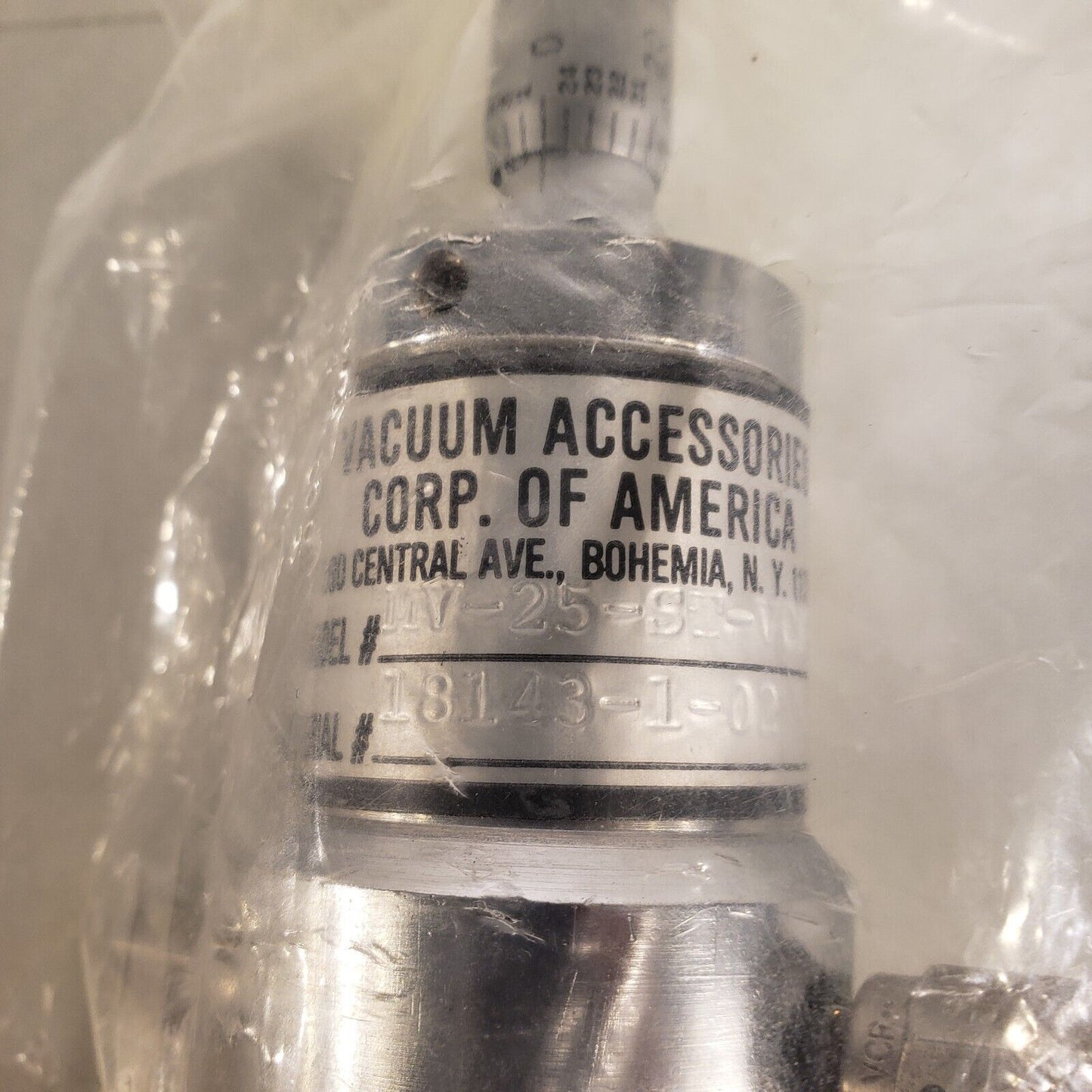 Vacoa MV-25-ST-VCR-SP Micrometer Needle Valve 1/8" VCR Fittings SS High Vacuum