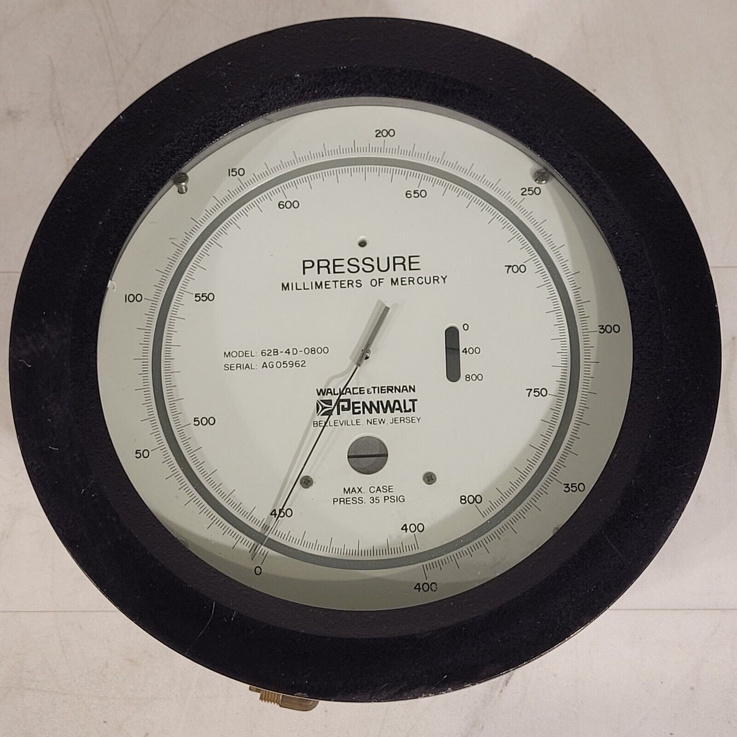 Vintage Pennwalt 62B-4D-0800 Pressure Gauge 0-800 mmHg Millimeters Of Mercury