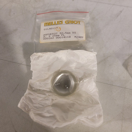 Melles Griot 01LAG117 Aspheric Lens 32.5mm DIA. X 25mm FL 00026200014118A2489