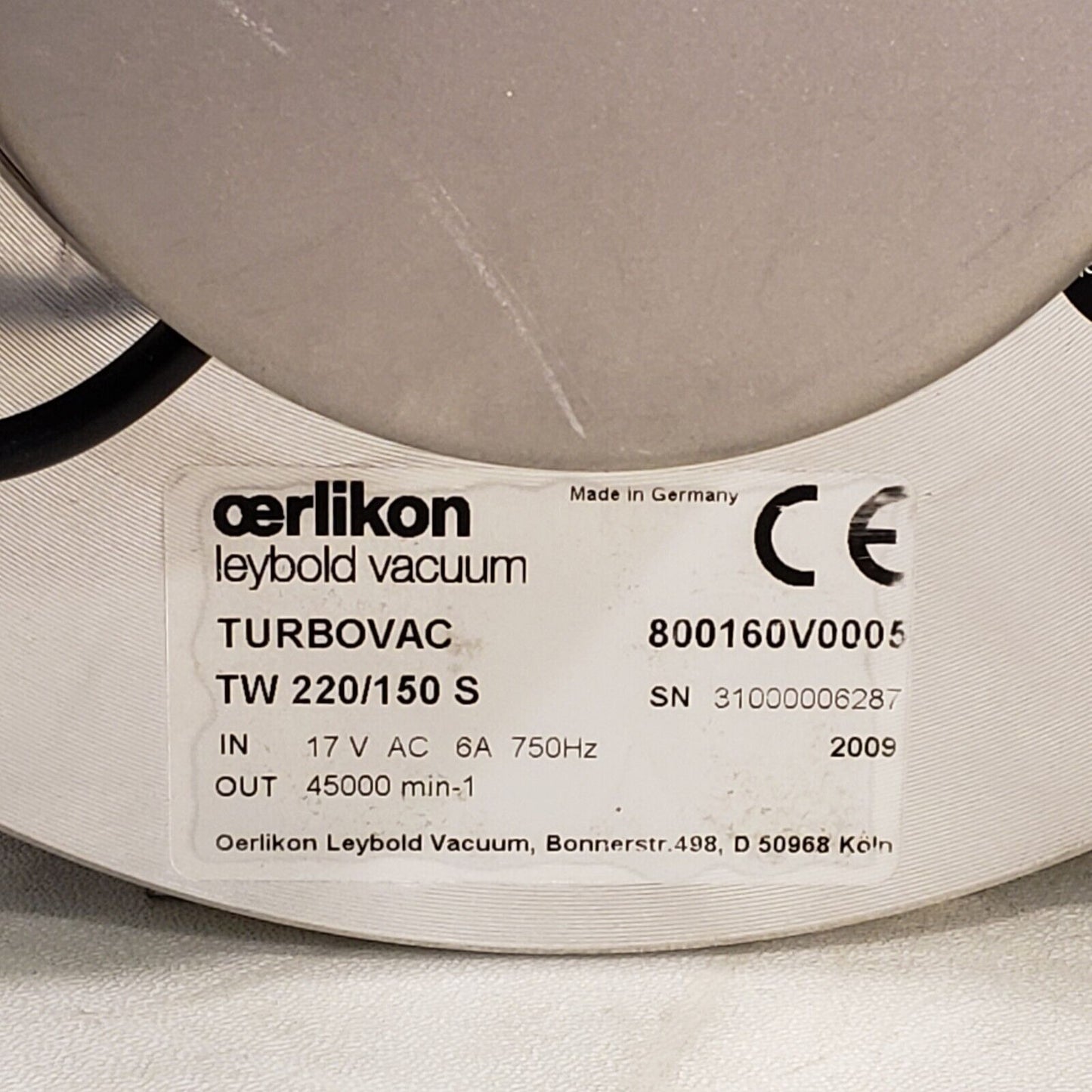 Oerlikon TW 220/150 S Turbovac Turbo Pump 809160 w/ TDS RS232 Controller 800070