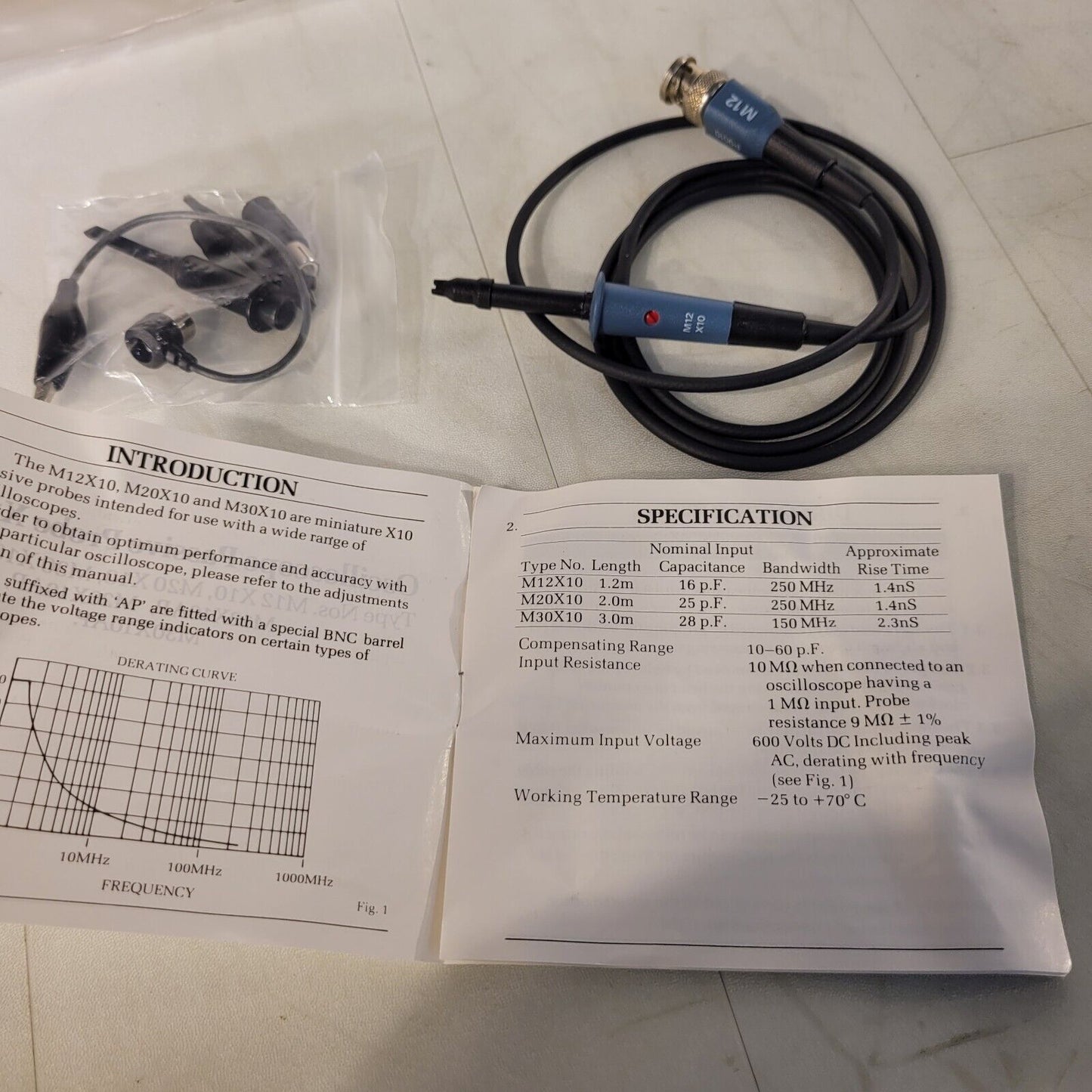 Lecroy P9010 M12X10 Oscilloscope Probe 10x 250MHz 10M Ohm 16pF w/ Accessories