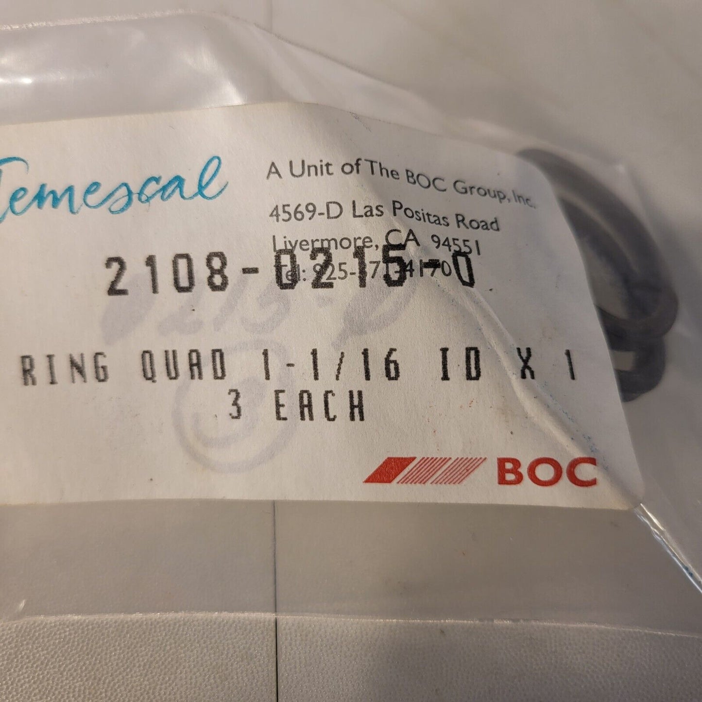 BOC Edwards 2108-0215-0 Ring Quad 1-1/16" ID Rubber Gasket Seal Vacuum *2 Pack*