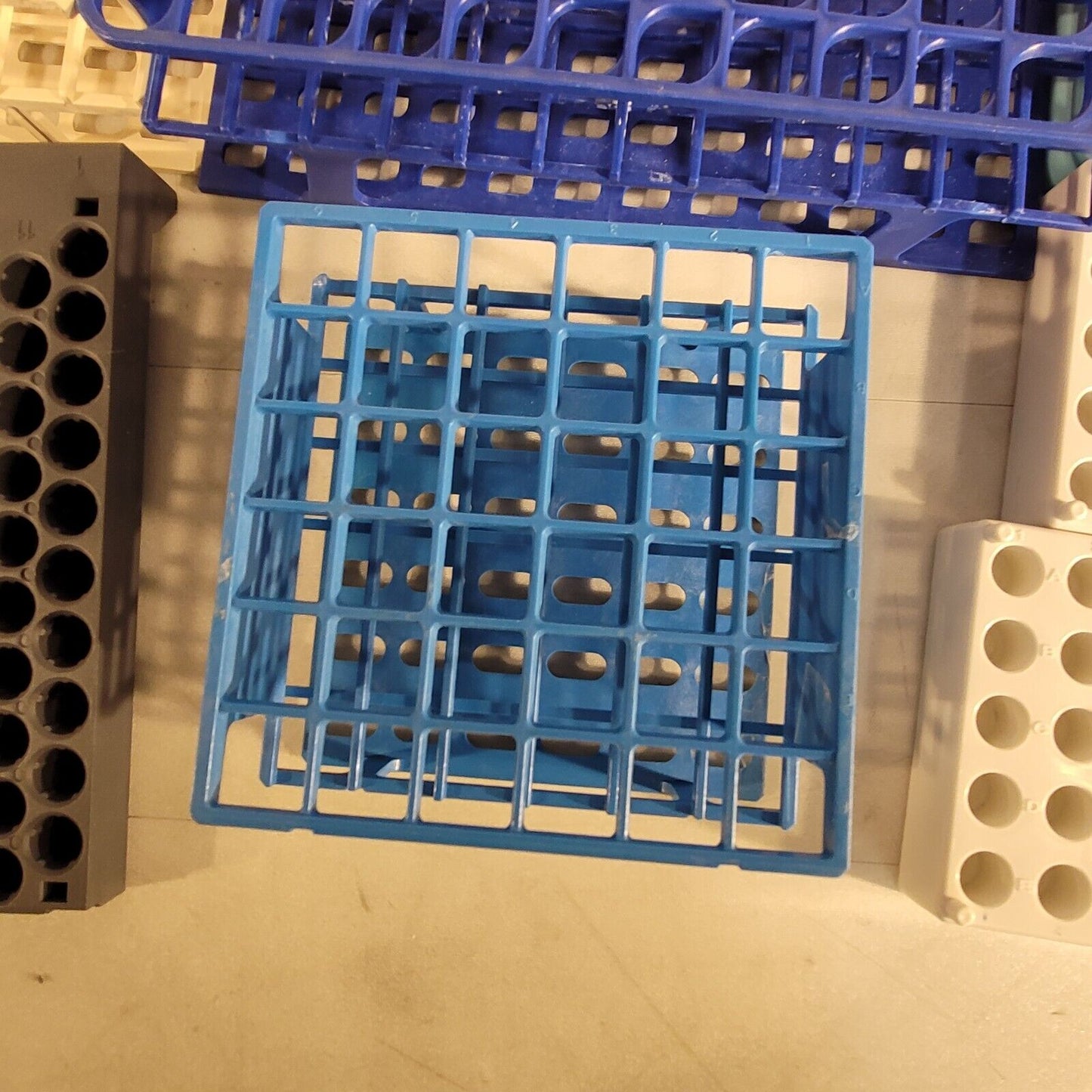 Large Lot of Plastic Sample Vial Tube Racks Various Sizes Bottle Organizer
