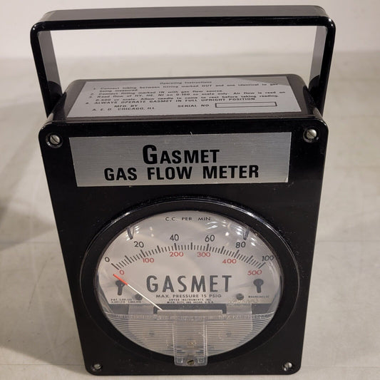Vintage Dwyer Gasmet Gas Flow Meter 15PSIG Max Pressure 100 CCM SCCM Range