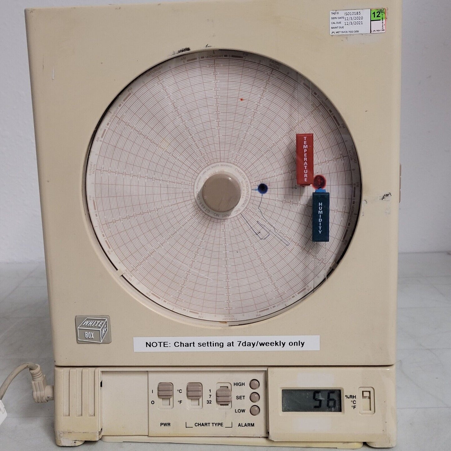 White Box Omega CT485-AL Temperature And Humidity Chart Recorder