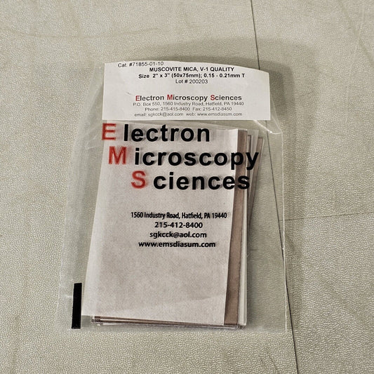 EMS 71855-01-10 Miscovite Mica V-1 Quality 2"x3" Sheet 0.15-0.21 Thick AFM SPM