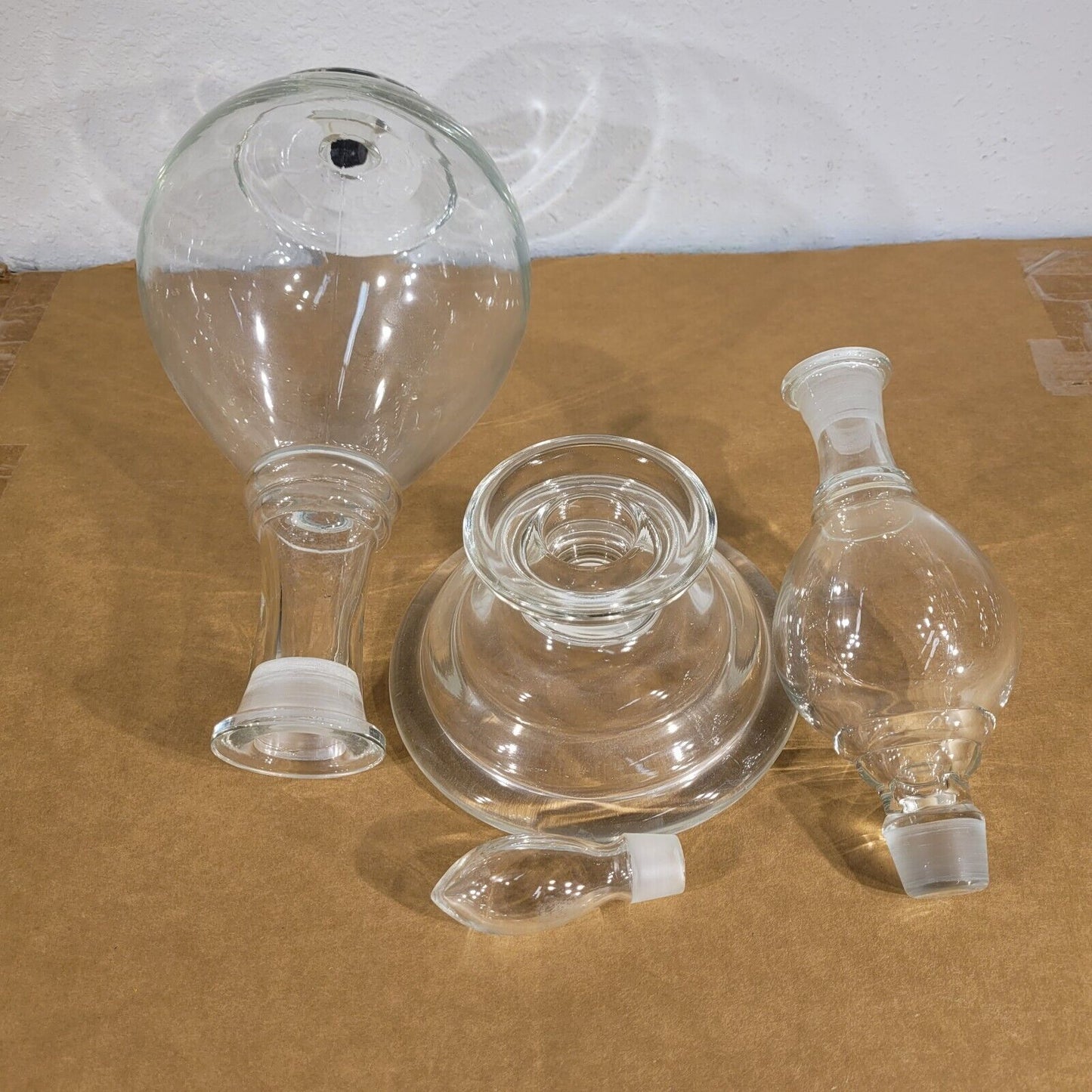 Double Decanter 4 Pieces Clear Glass Stacking Apothecary Laboratory Glassware