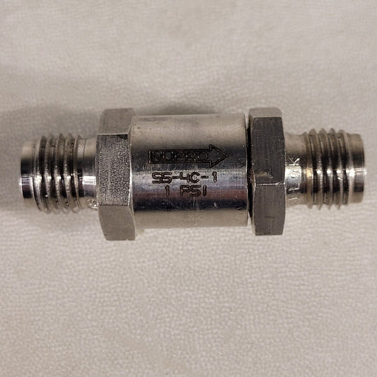 Nupro SS-4C-1 Check Valve 1 PSI 1/4" Swagelok Poppet Directional Flow