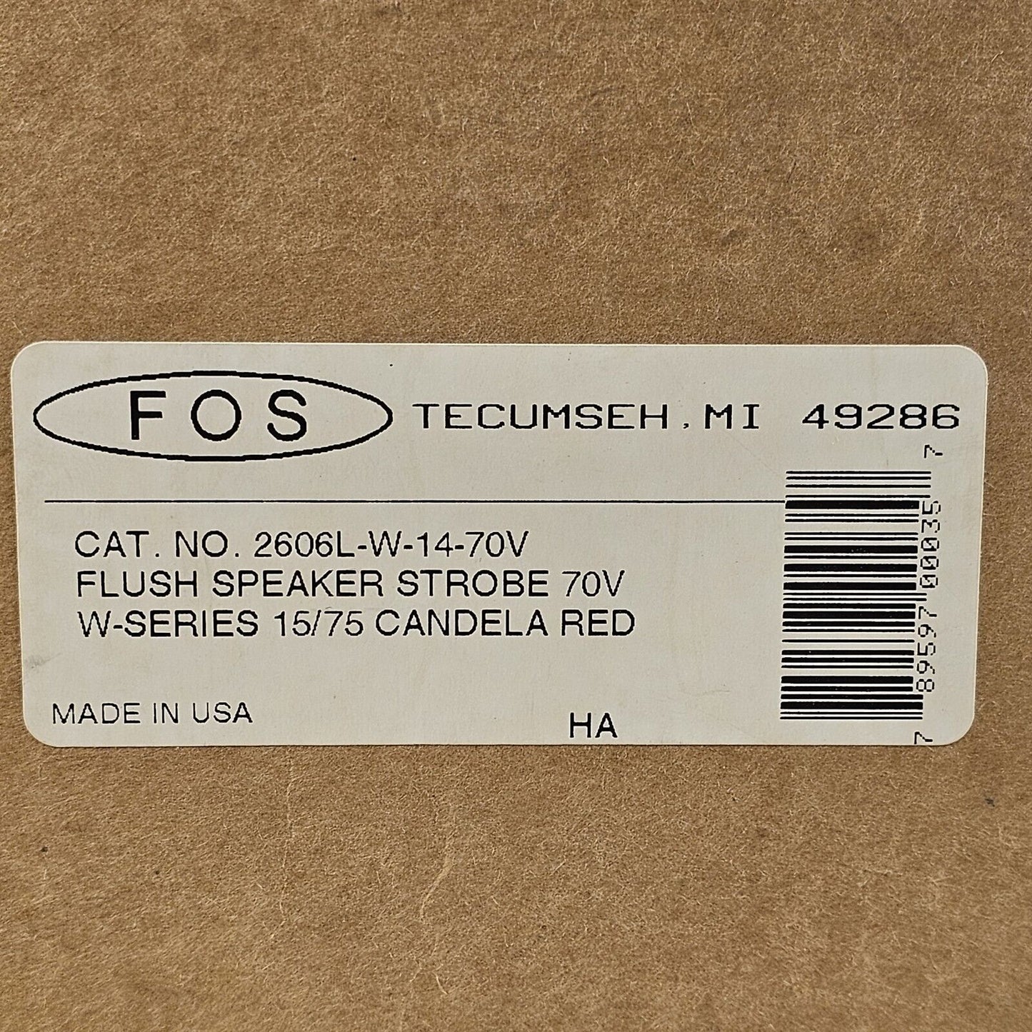 Faraday FOS 2606L-W-14-70V Flush Speaker Strobe Candela Red Fire Alarm NOS 2606