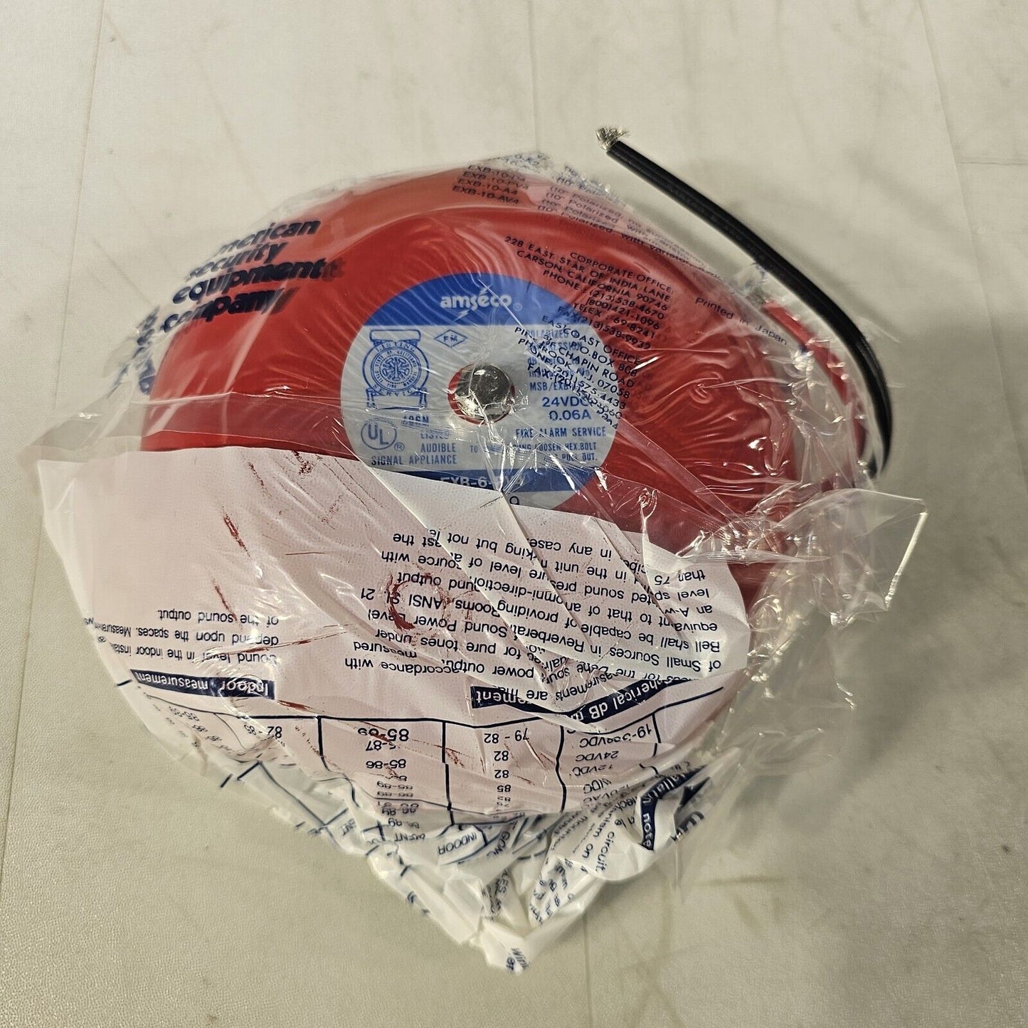 Amseco EXB-6-PV4 Fire Alarm Bell 24VDC 6" Gong 4-Wire w/ Varistor