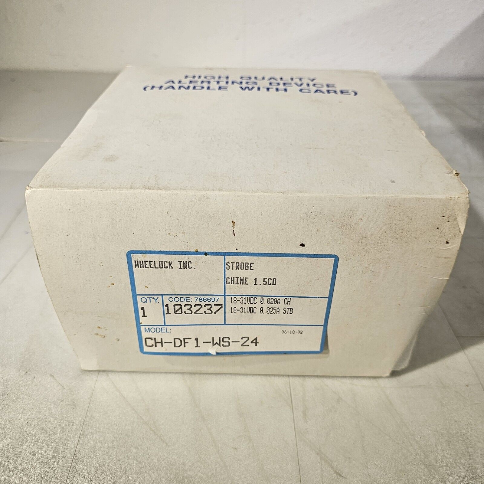 Wheelock CH-DF1-WS-24 Strobe Chime 1.5CD 103237 18-31VDC Fire Alarm Al ...