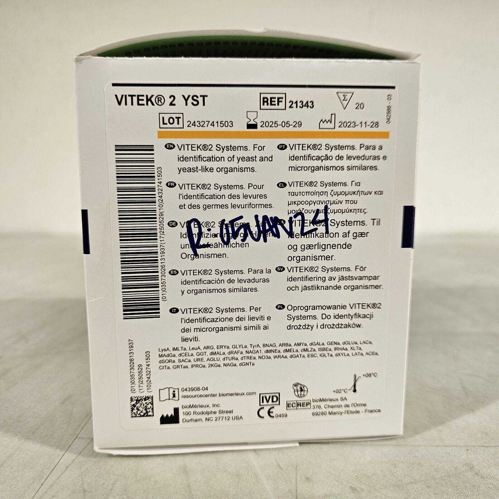 BioMerieux Vitek 2 YST Yeast Test Kit Reagent Card 21343 1 Card Lab