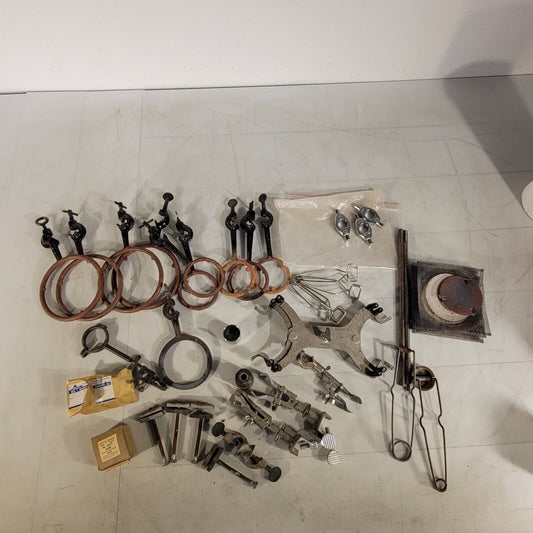 Lot Of Miscellaneous Chemistry Glassware Clamps, Stands, Holders And Accessories