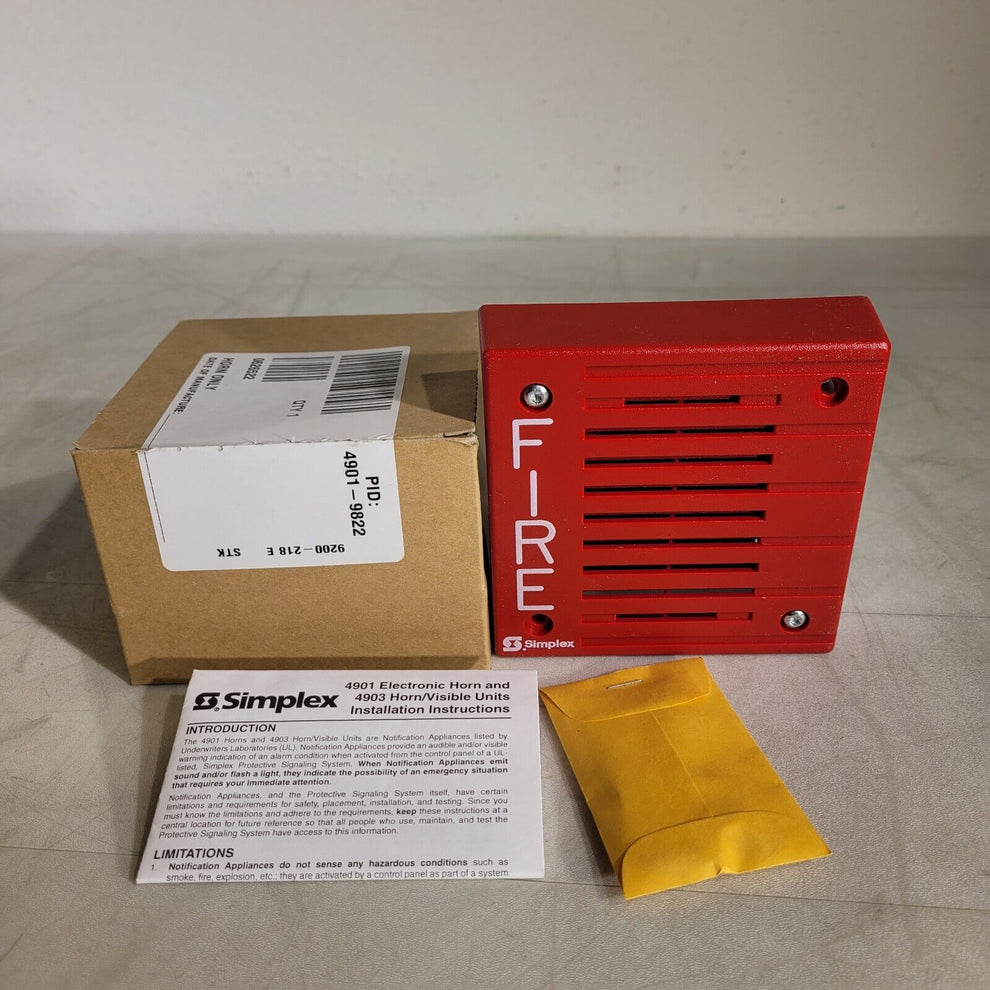 Simplex 4901-9822 Fire Alarm Electronic Horn With Installation Instruc ...
