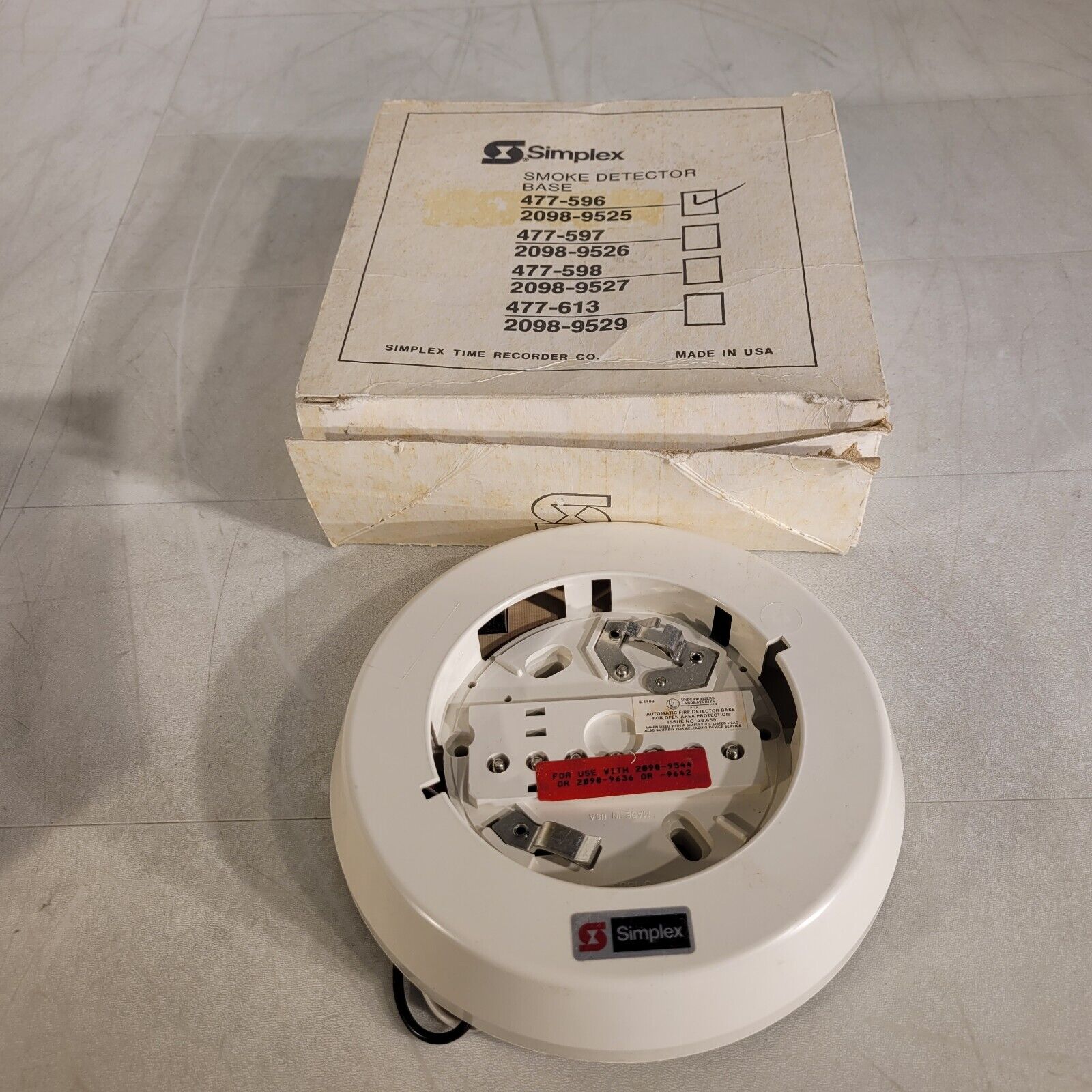 Simplex 2098-9536 Automatic Fire Detector Base For Open Area Protectio ...