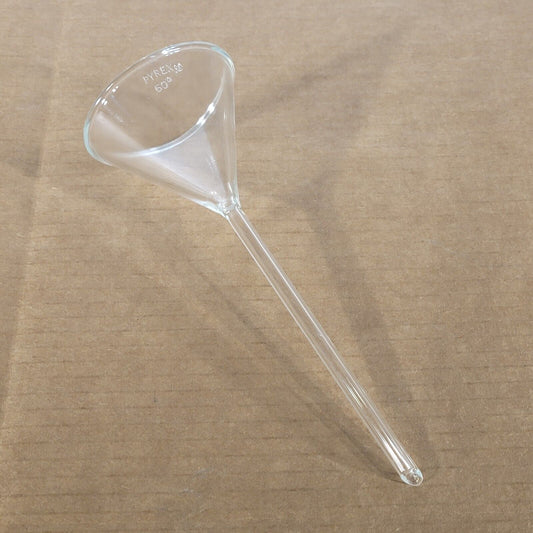Corning 6140-75 PYREX 75 mm Diameter 60° Angle Funnel with Long Narrow Stem