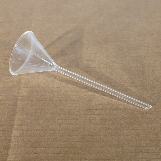 Corning 6140-65 PYREX Plain 65mm Diameter 60° Angle Funnel with Long Narrow Stem