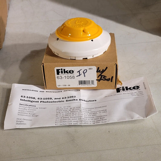 Fike 63-1058 Intelligent Photoelectric Smoke Detector 783863024351