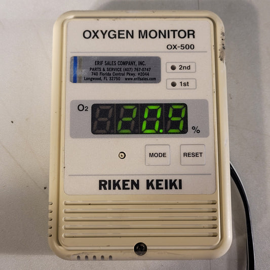 Riken Keiki OX-500 Oxygen Monitor Controller and Detector 0-25% Volume