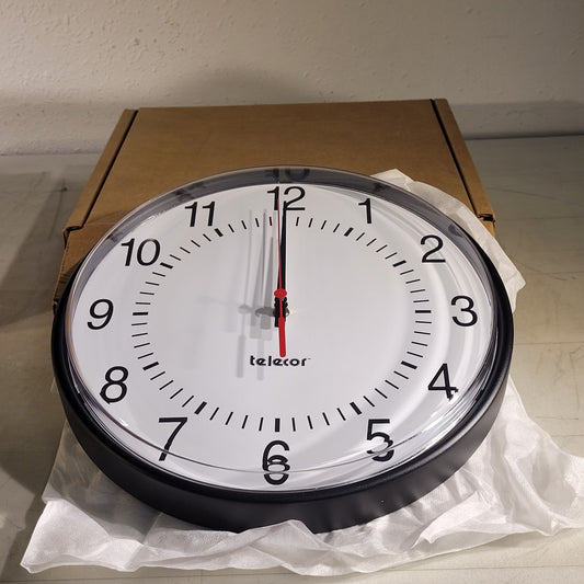 Telecor 2461-D 12" Hanging Wall Clock 12 Hour Clock Minutes Seconds Hours Hands