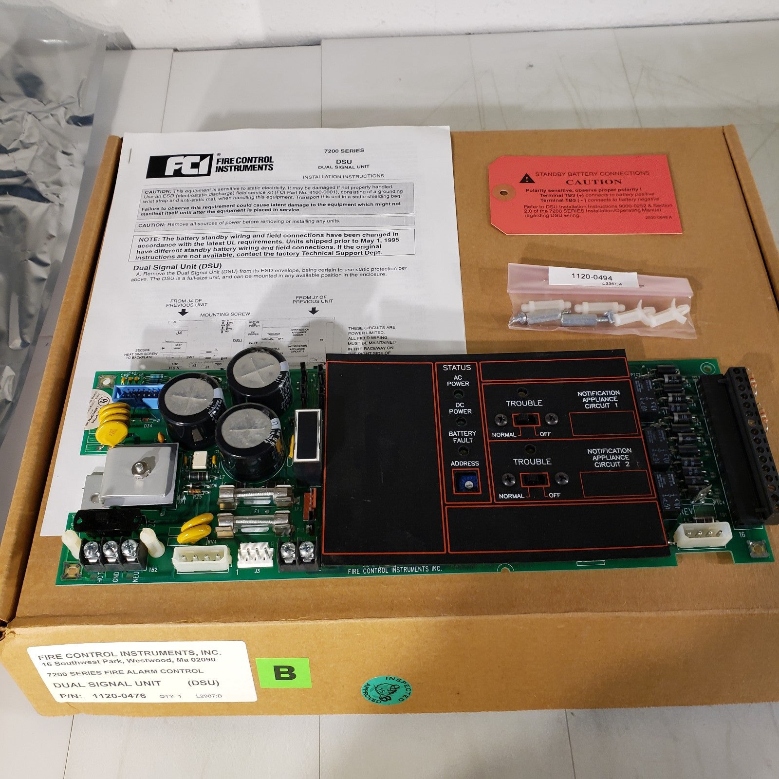 FCI 1120-0476 Rev H 7200 Fire Alarm Control Board Fire Control Instrum ...