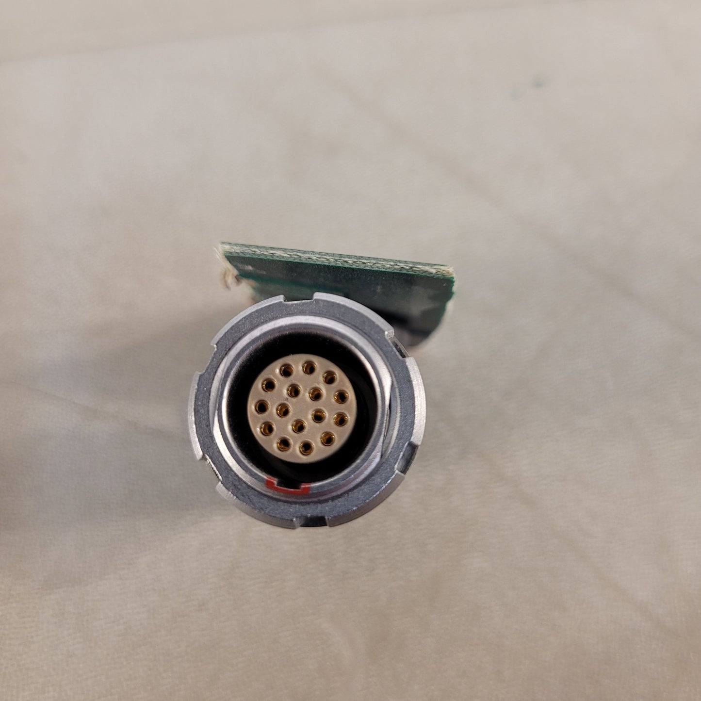 Lemo ECG.2B 16-pin Right Angle Mounted Connector Soldered On Pcb