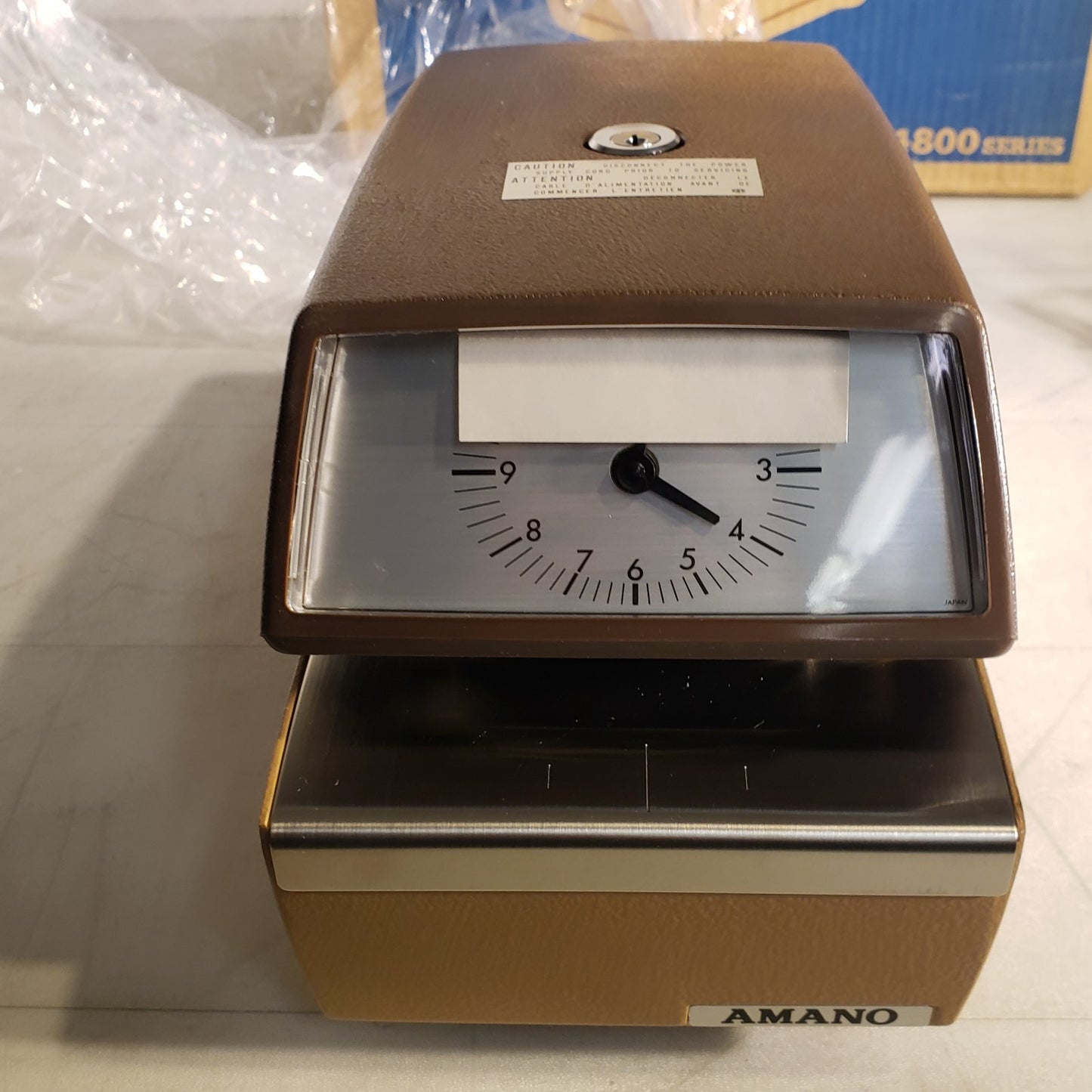 Vintage Amano 4746 Automatic Time & Date Stamp Card Punch Stamp Machine w/ Key