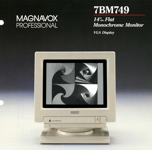 Vintage Magnavox 7BM749 VGA Monochrome Monitor 14" w Swivel Base NEW IN BOX 1997