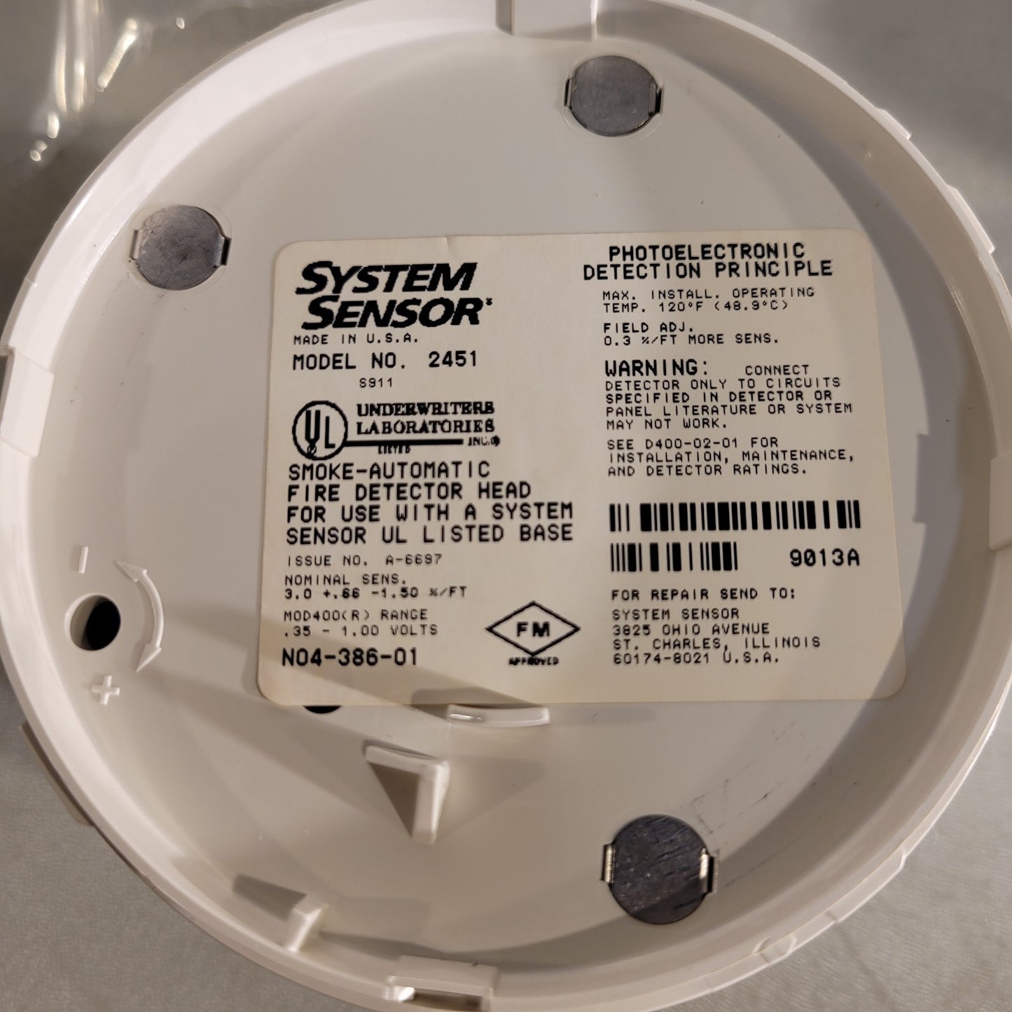 System Sensor DH400ACDC Smoke Duct Detector w/ 2451 Smoke Detector Head