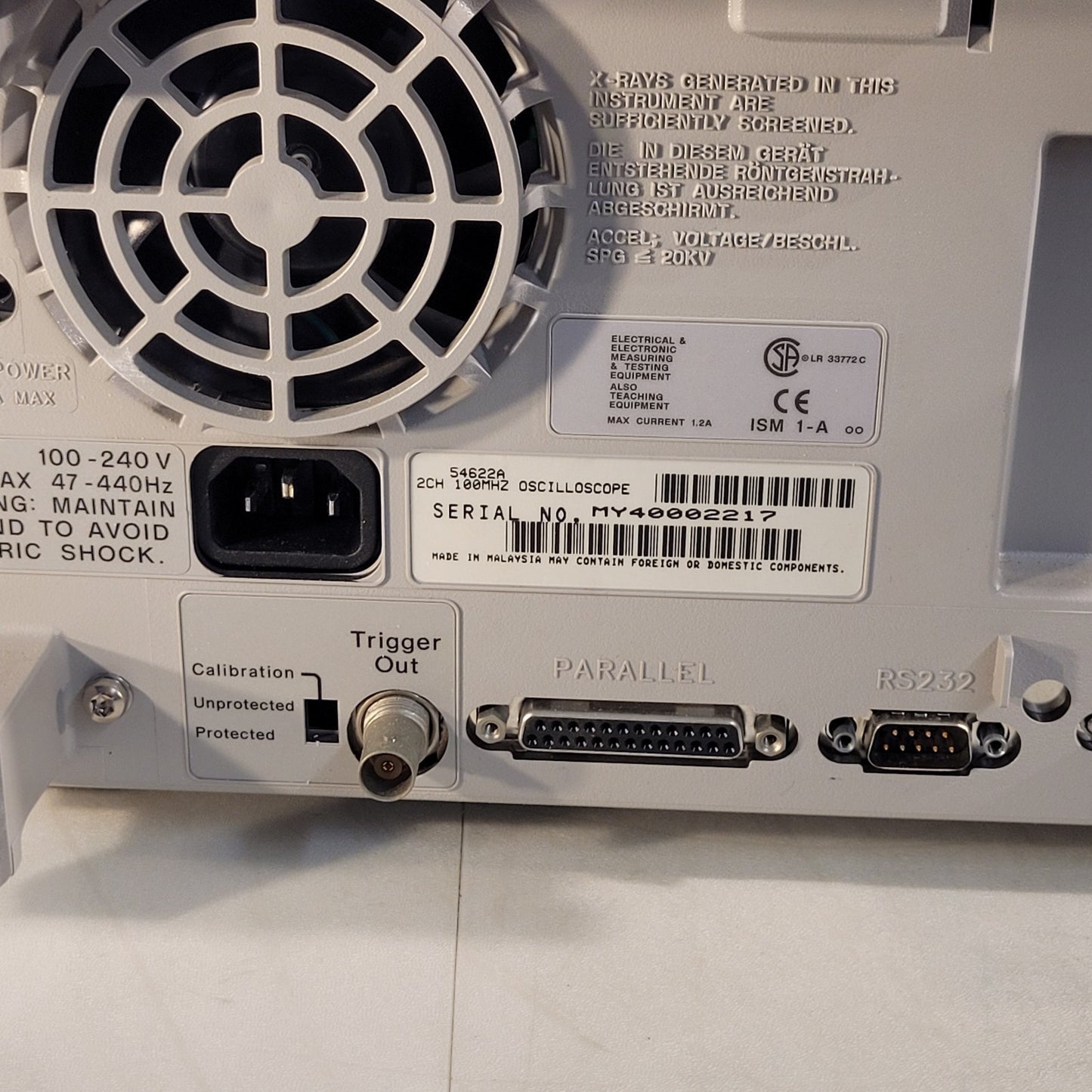 Agilent 54622A Oscilloscope Digital 100Mhz 2 Channels