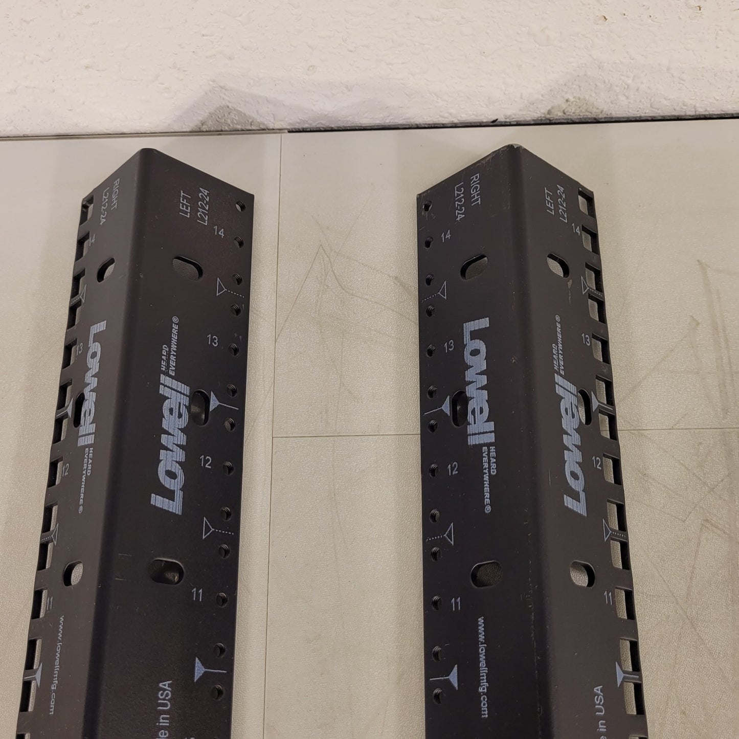 Lowell L212-24 Metal Rack Rails Pair Black Build a Rack Standard 14U