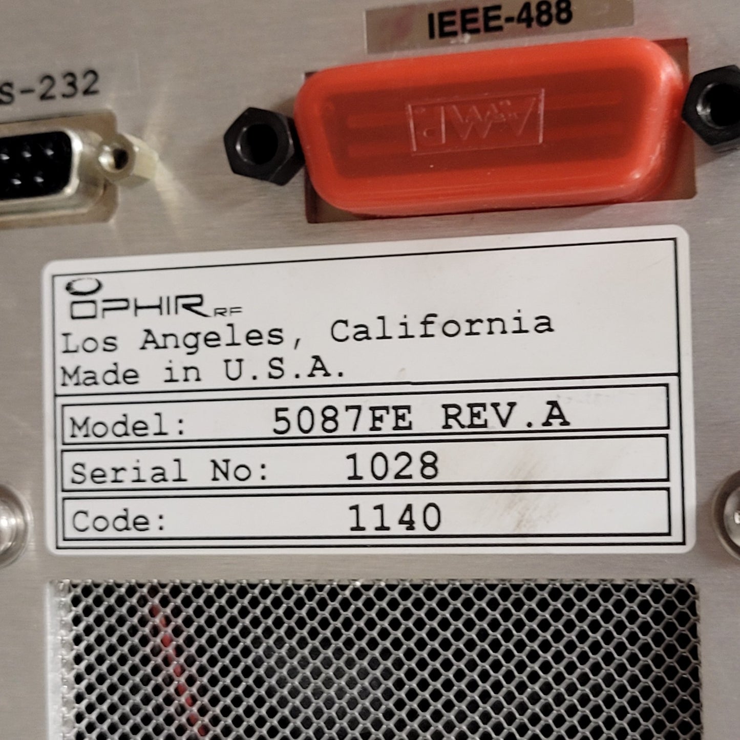 Ophir 5087 FE RF Power Amplifier 0.01-200MHz 250Watt Rack Mount N-type 20 dB