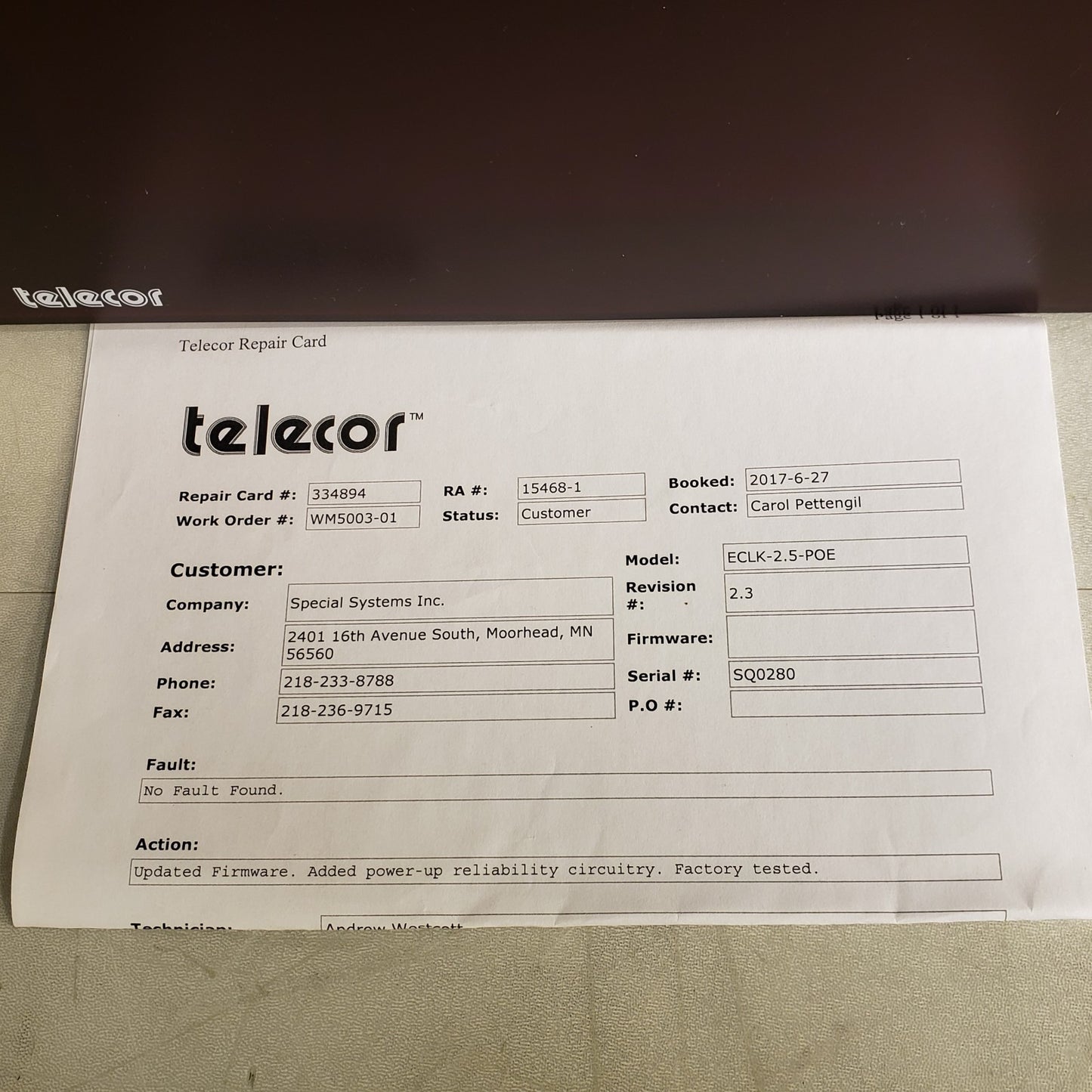 Telecor ECLK-2.5-POE  Digital Clock eClock 2.5" Display