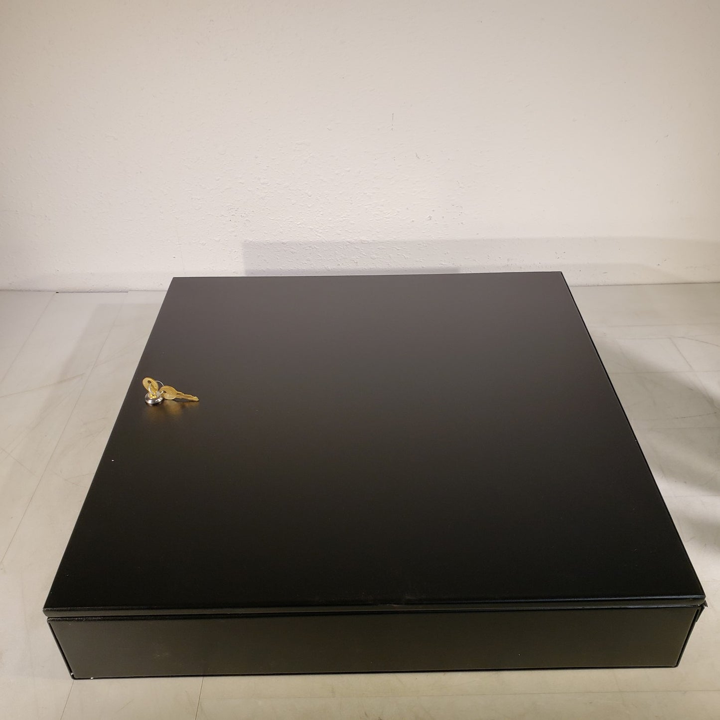 Custom Electronics Metal Storage Box 24" X 24" X 4" Black with 2 Keys